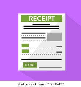 Financial Receipt Document, Check Flat Design Vector Illustration