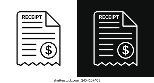 Financial Receipt Icon Set. Detailed tax and purchase invoice vector symbols for business.