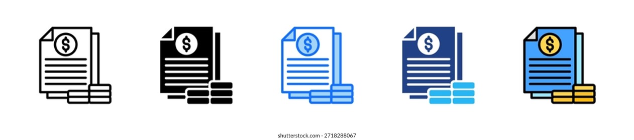 Financial Record Icon Set Multiple Style Collection