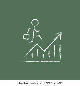 Financial recovery hand drawn in chalk on a blackboard vector white icon isolated on a green background.