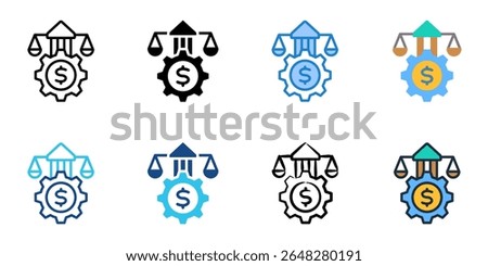 Financial regulations icon set multiple style collection 
