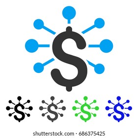 Financial Relations flat vector illustration. Colored financial relations gray, black, blue, green pictogram variants. Flat icon style for application design.