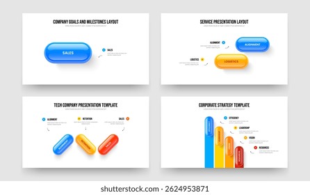 Relatório financeiro 1 2 3 4 Element Infographic Slide Design Set. Inovação Digital Um Dois Três Quatro Etapas Apresentação Modelo Vetor Ilustração Coleção.