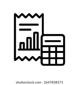 Informe financiero con esquema de dispositivo de cálculo. Ilustración de símbolo de icono