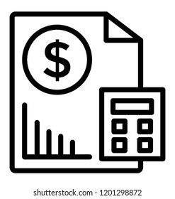 Financial report with calculator denoting icon for financial accounting