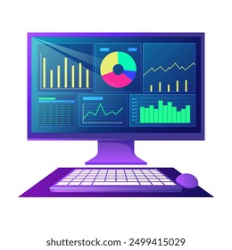 Financial report chart, SEO Optimization, web analytics and SEO marketing concept. Business strategy. Landing page template. Vector illustration
