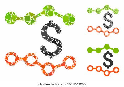 Financial report composition of humpy parts in different sizes and color tints, based on financial report icon. Vector humpy parts are grouped into mosaic.