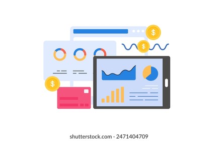 Financial report concept. Business analytics, accounting logo