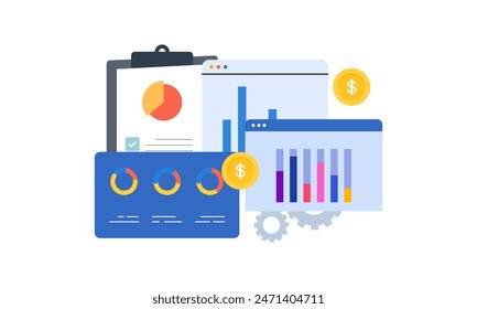 Financial report concept. Business analytics, accounting logo