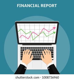 Financial report concept. Flat style vector.