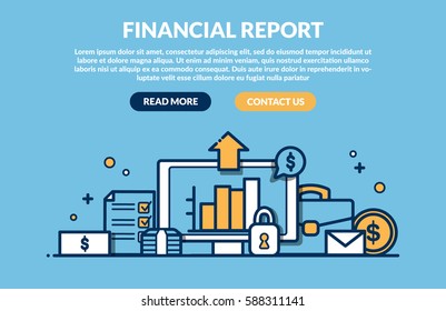 Financial Report Concept for web page. Vector illustration