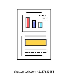financial report document with chart color icon vector. financial report document with chart sign. isolated symbol illustration