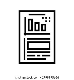 documento de informe financiero con vector de icono de línea de gráfico. documento de informe financiero con signo de gráfico. símbolo de contorno aislado ilustración negra