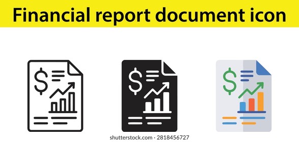 Financial report document icons showing growth charts and dollar symbols
