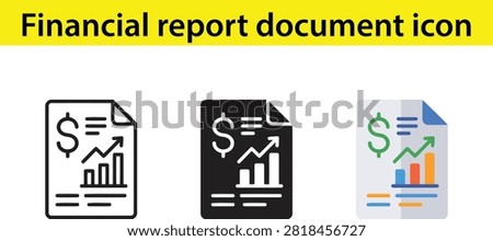 Financial report document icons showing growth charts and dollar symbols