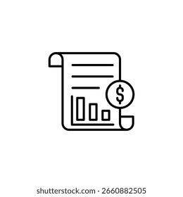 Documento De Informe Financiero Con Gráfico De Barras Creciente E Icono De Signo De Dólar