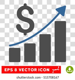 Financial Report EPS vector pictograph. Illustration style is flat iconic bicolor cobalt and gray symbol.