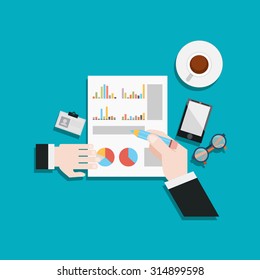 Financial report. Flat .Vector illustration.