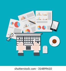 Financial report. Flat .Vector illustration.