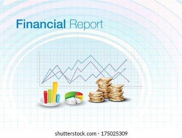 financial report, Graphs, charts Design Template