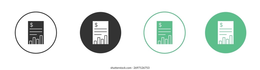 Icono de informe financiero para diseño y Web.