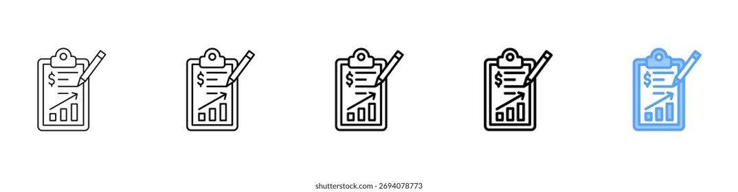 Conjunto de Colecciones de contorno de estilo diferente de icono de informe financiero