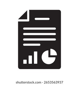 Icono de informe financiero con documento y gráficos para análisis de negocio y visualización de datos de auditoría con gráfico circular y gráfico de barras para Vector de presentación