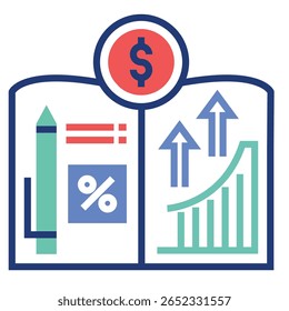 Financial Report Icon with Dollar Sign, Growth Chart, and Percen
