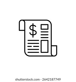 Financial Report Icon Featuring Dollar Sign For Accounting Statement