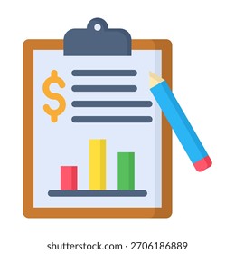 Icono de informe financiero Ilustración vectorial de diseño plano