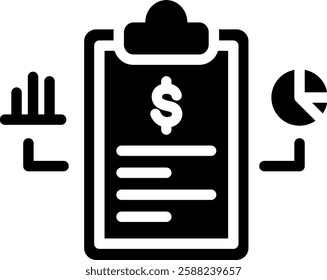 Financial Report Icon Glyph Vector Illustration