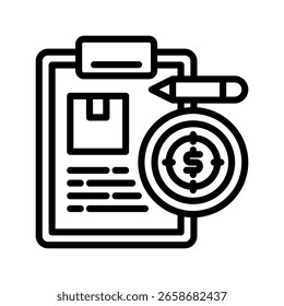 Financial Report icon line vector illustration