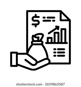 Ícone do Relatório Financeiro - ilustração de vetor de linha