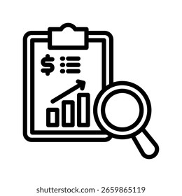 Financial Report icon line vector illustration