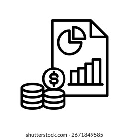 Ilustración vectorial de línea de icono de informe financiero