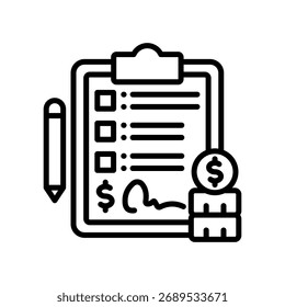 Ilustración vectorial de línea de icono de informe financiero