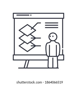 Icono de informe financiero, ilustración lineal aislada, vector de línea delgada, signo de diseño web, símbolo de concepto de contorno con trazo editable sobre fondo blanco.