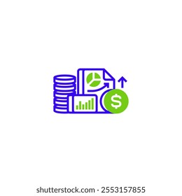 Financial Report Icon. linear style sign for mobile concept and web design. Outline vector icon. Symbol, logo illustration. Vector graphic