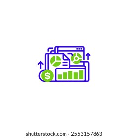 Financial Report Icon. linear style sign for mobile concept and web design. Outline vector icon. Symbol, logo illustration. Vector graphic