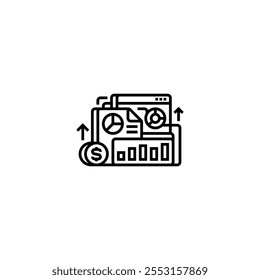Financial Report Icon. linear style sign for mobile concept and web design. Outline vector icon. Symbol, logo illustration. Vector graphic