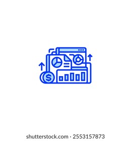 Financial Report Icon. linear style sign for mobile concept and web design. Outline vector icon. Symbol, logo illustration. Vector graphic