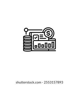 Financial Report Icon. linear style sign for mobile concept and web design. Outline vector icon. Symbol, logo illustration. Vector graphic