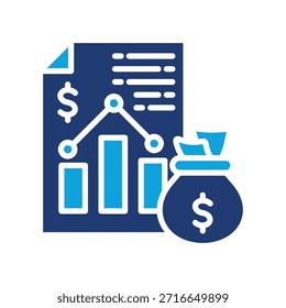 Financial Report Icon Mixed Vector Illustration