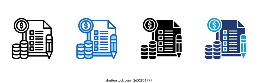 Financial Report icon Multi Style Vector Illustration