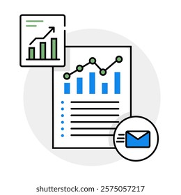 Financial Report Icon Representing Data Analysis, Business Performance, and Economic Insights