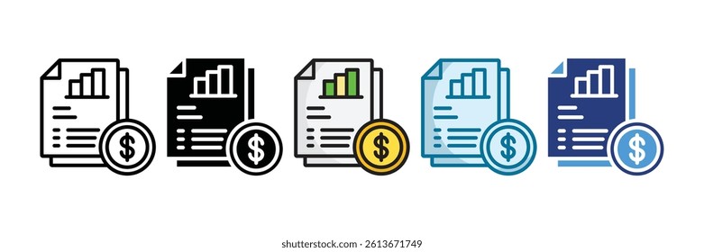 Financial Report Icon Set Multiple Style Collection