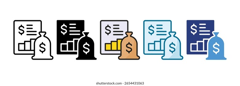 Financial Report Icon Set Multiple Style Collection