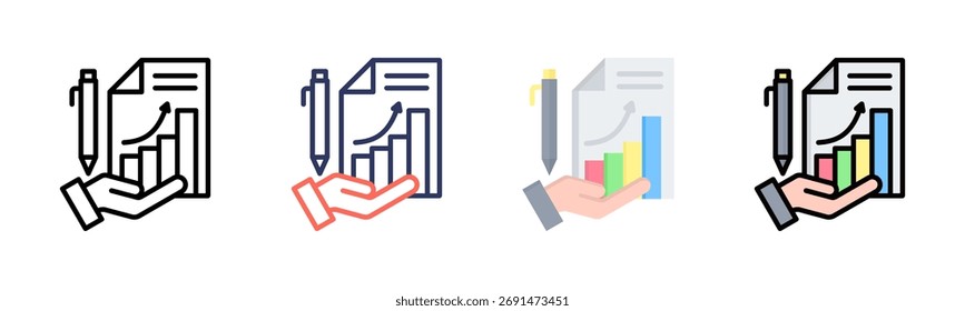 Conjunto de iconos de informes financieros colección de varios estilos