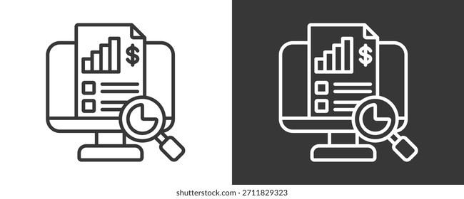 Conjunto De Iconos De Informe Financiero Colección De Vector Aislada En Blanco Y Negro