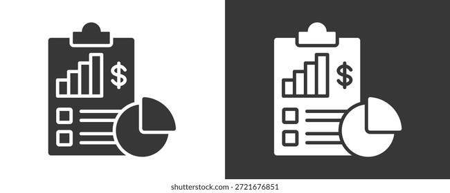 Financial Report Icon Set Vector Collection Isolated In Black And White